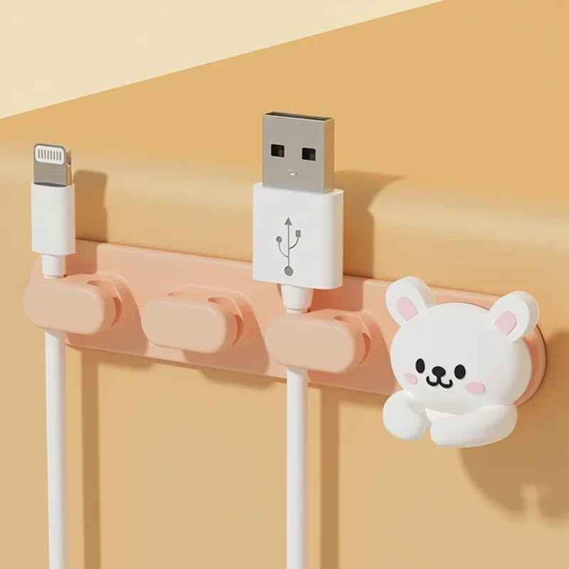 Desktop Cute Cable Organizers Holder Clip Desk Tidy Organiser SelfAdhesive Wall Mounted Cable Management Office Wire Cord Holder