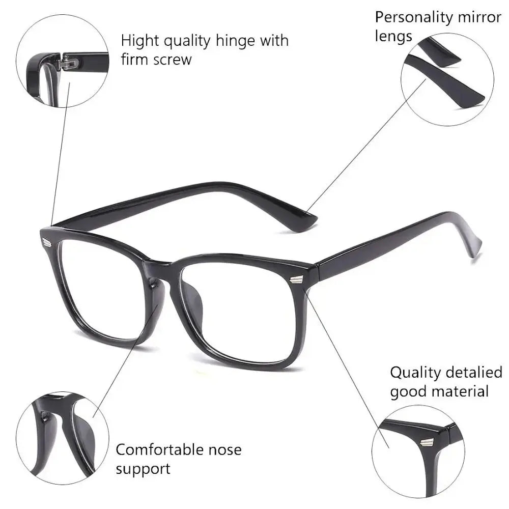 Portable Blue Light Blocking Glasses Black Leopard Square Anti Blue Ray Office Computer Goggles